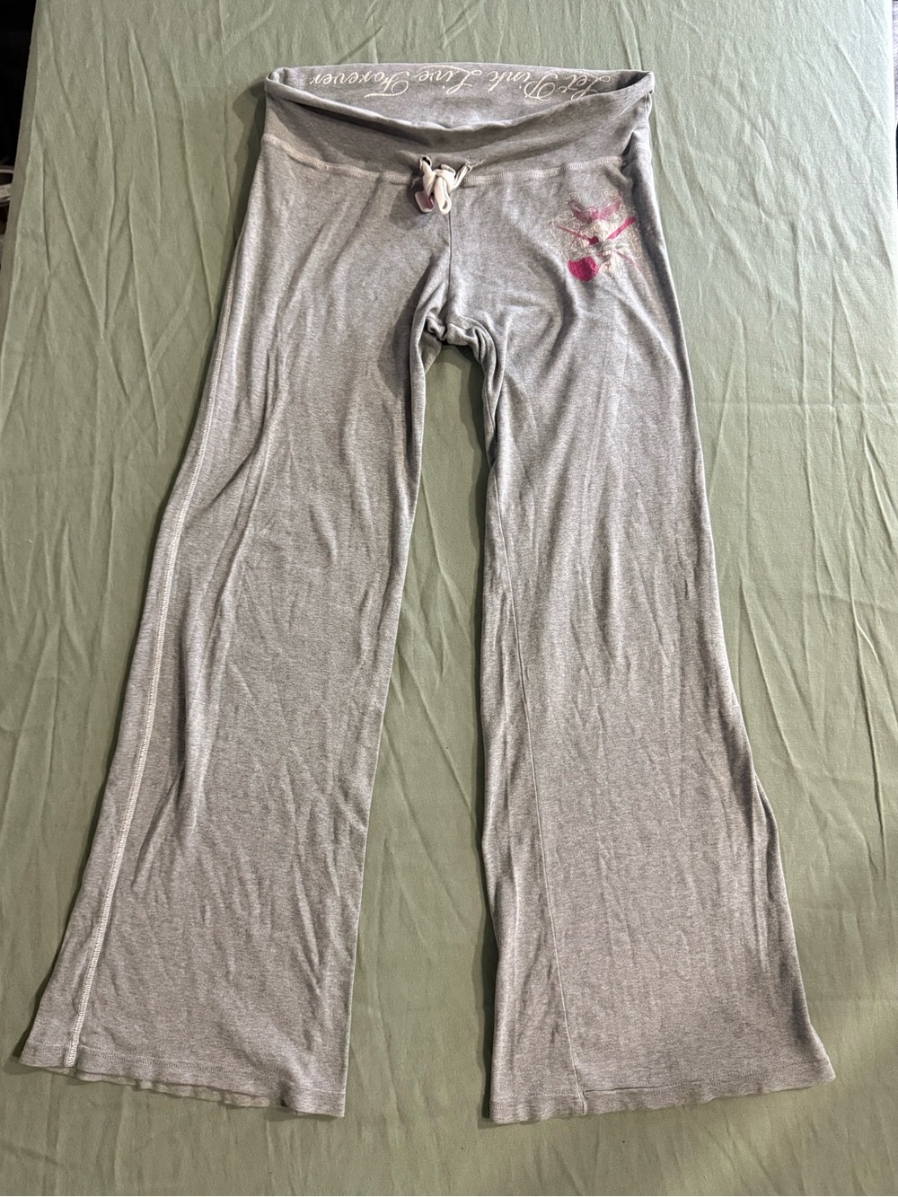 Women's Pink Vintage 2000's Wide Leg Fold Over Leg Leggings M